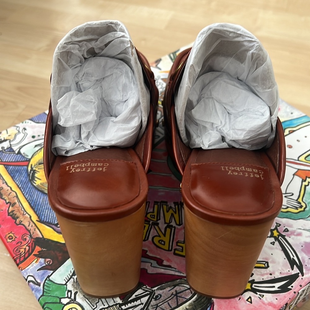 Jeffrey Campbell Brown Leather Studded Clog Mules - Picture 6 of 7